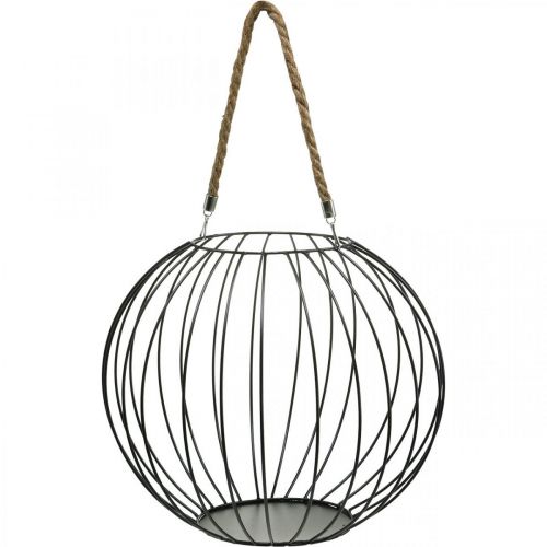 Floristik24 Decoratiemand om op te hangen Zwart metalen decoratie hangmand Ø39cm
