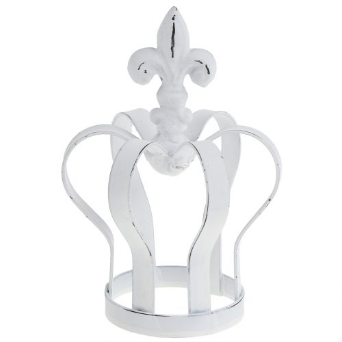 Floristik24 Metalen kroon wit Ø9.5cm H13cm