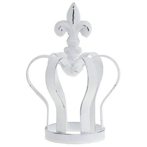 Floristik24 Metalen kroon wit Ø9.5cm H13cm
