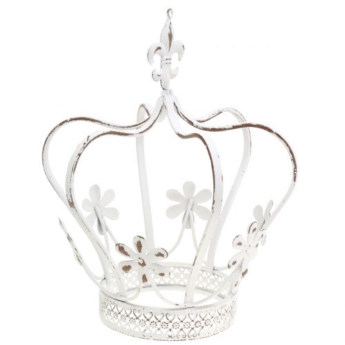 Floristik24 Metalen kroon antiek wit Ø17cm H21cm
