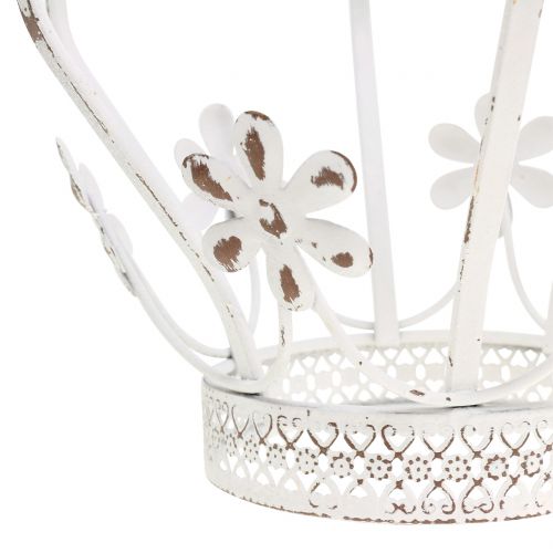 Floristik24 Metalen kroon antiek wit Ø17cm H21cm