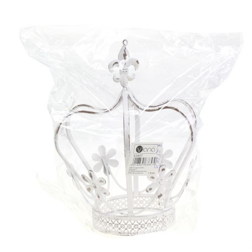 Floristik24 Metalen kroon antiek wit Ø17cm H21cm