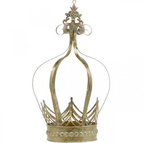 Floristik24 Metalen kroon, theelichthouder voor Advent, plantenbak om op te hangen goud, antieke look Ø16.5cm H27cm