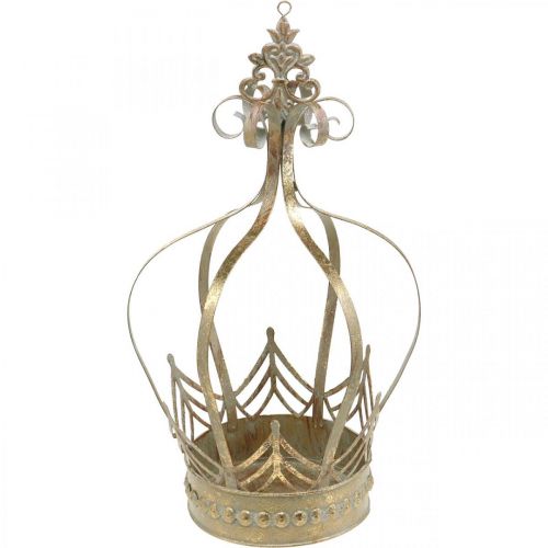 Floristik24 Decoratieve kroon om op te hangen, plantenbak, metalen decoratie, Advent Golden, antieke look Ø19.5cm H35cm