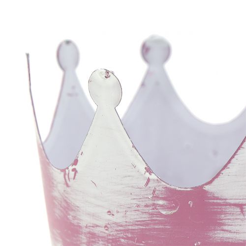 Floristik24 Metalen kroon roze gewassen wit Ø8cm H7cm 8st