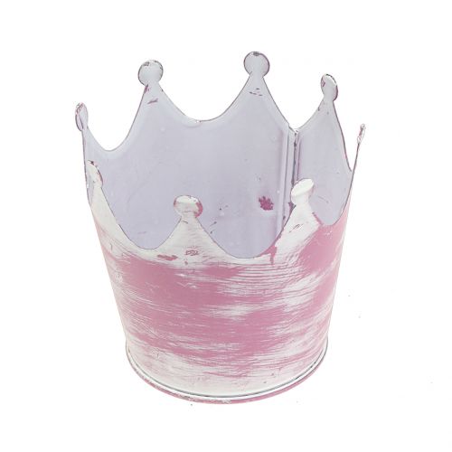 Floristik24 Metalen kroon roze gewassen wit Ø8cm H7cm 8st