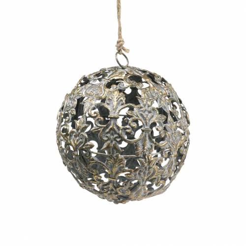 Floristik24 Bal om op te hangen met ornamenten antiek look goudkleurig metaal Ø12cm