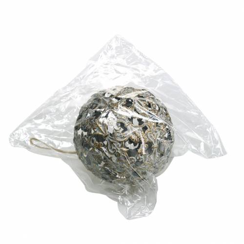 Floristik24 Bal om op te hangen met ornamenten antiek look goudkleurig metaal Ø12cm