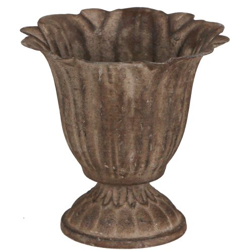 Floristik24 Metalen Beker Antiek Look Plantenbak Grijs Bruin Ø10cm H9,5cm
