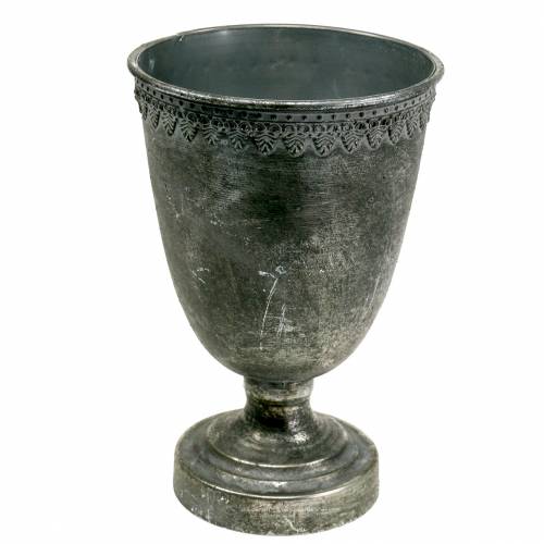 Floristik24 Metalen beker zilver antiek H26cm Ø17cm