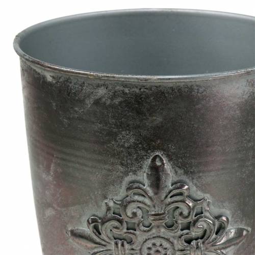 Floristik24 Decoratieve metalen beker met ornament zilvergrijs Ø16.5cm H31cm