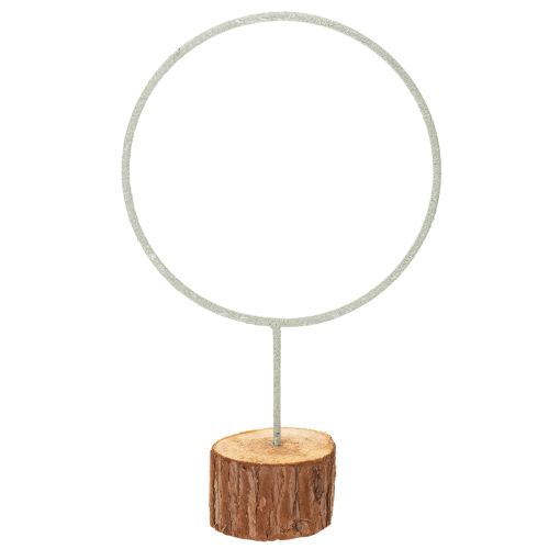 Decoratieve metalen ring op een houten standaard voor tafeldecoratie, 43 cm