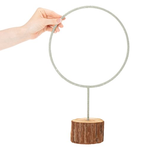 Decoratieve metalen ring op een houten standaard voor tafeldecoratie, 43 cm | Floristik24.nl