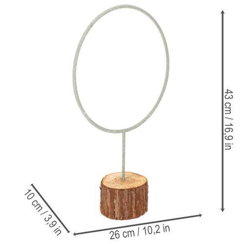 Decoratieve metalen ring op een houten standaard voor tafeldecoratie, 43 cm | Floristik24.nl