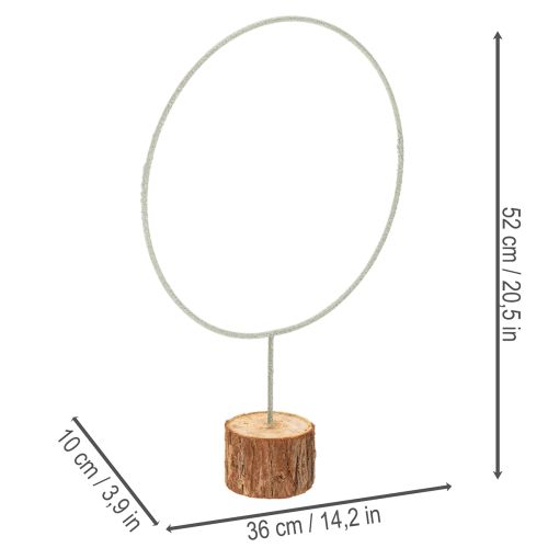 Decoratieve ronde ring op houten voet, metaal, voor gedroogde bloemen, 52 cm | Floristik24.nl