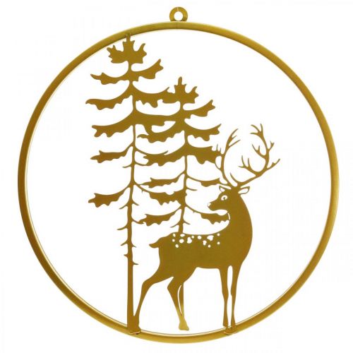 Artikel Decoratieve ring goud om op te hangen hert metalen decoratie Kerst Ø38cm