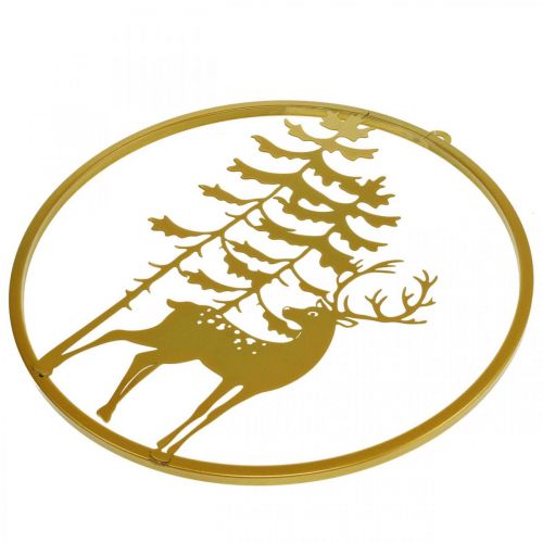 Artikel Decoratieve ring goud om op te hangen hert metalen decoratie Kerst Ø38cm