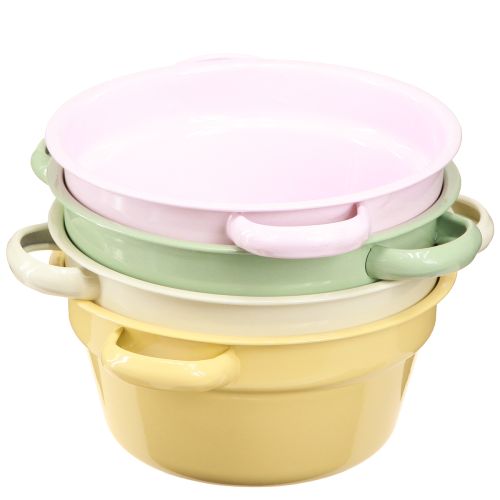Artikel Metalen schaal Decoratieve schaal Pastelkleurig Ø17cm H8cm 4st
