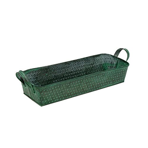 Floristik24 Metalen schaal vierkant groen 30cm x 11cm H6cm