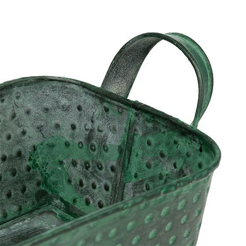 Floristik24 Metalen schaal vierkant groen 30cm x 11cm H6cm