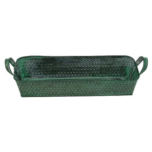 Floristik24 Metalen schaal vierkant groen 30cm x 11cm H6cm