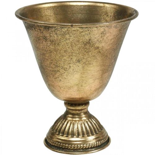 Metalen kom beker metalen decoratie gouden antieke look H16cm