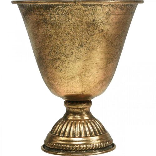 Floristik24 Metalen kom beker metalen decoratie gouden antieke look H16cm
