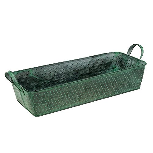 Floristik24 Metalen schaal vierkant 36cm x 15cm H8cm groen