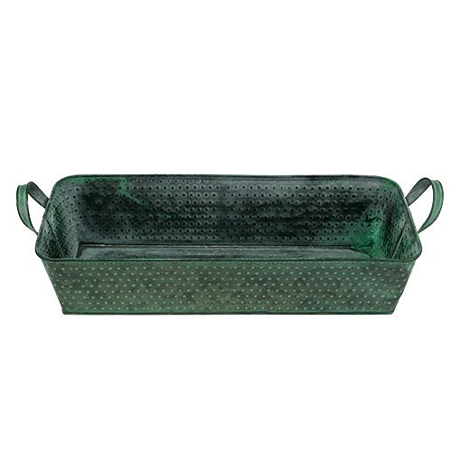 Floristik24 Metalen schaal vierkant 36cm x 15cm H8cm groen