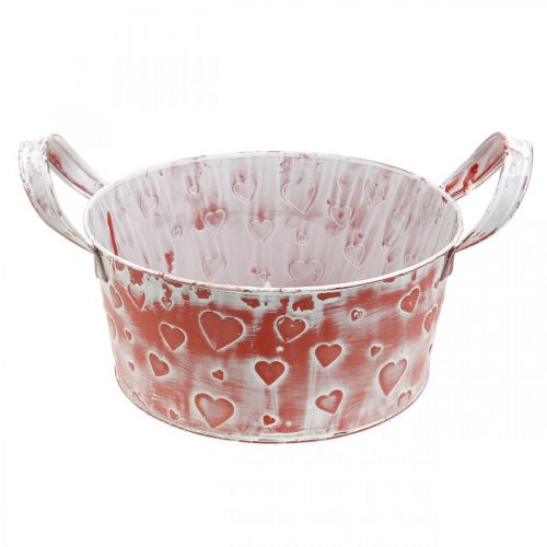 Floristik24 Plantenschaal, Valentijnsdag, metalen schaal met hartdecoratie, plantenpot Ø23cm