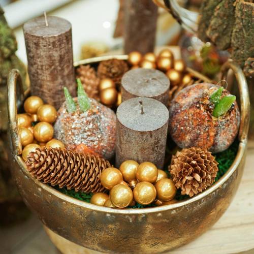 Floristik24 Metalen schaal met handvaten, antiek look, goud Ø47 / 38 / 31cm, set van 3