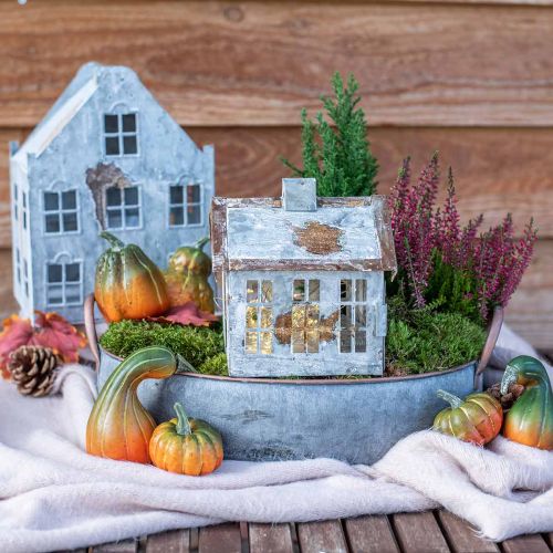 Floristik24 Metalen kom met handvatten, plantenbak, decoratief dienblad Shabby Chic zilver, white wash L35.5 / 30.5 / 26.5cm set van 3