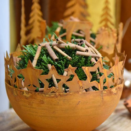 Floristik24 Metalen schaal met sterren, kerstversiering, decoratief vat patina Ø25cm H20.5cm