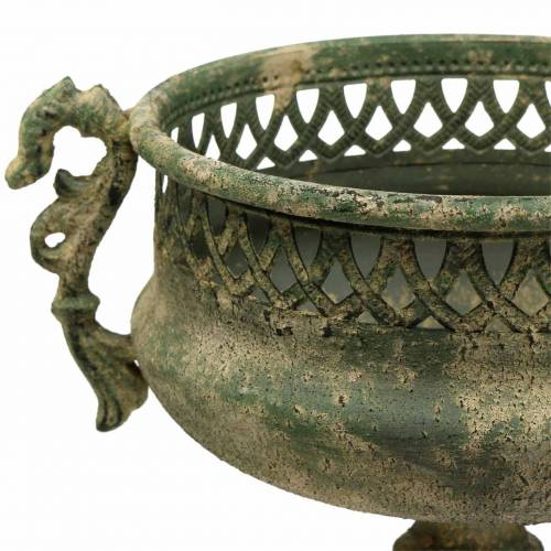 Floristik24 Decoratief kopje antiek-look metaal mosgroen Ø19cm H35,5cm