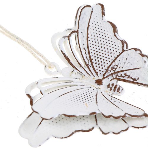 Artikel Metalen vlinder om op te hangen wit 7cm 6st