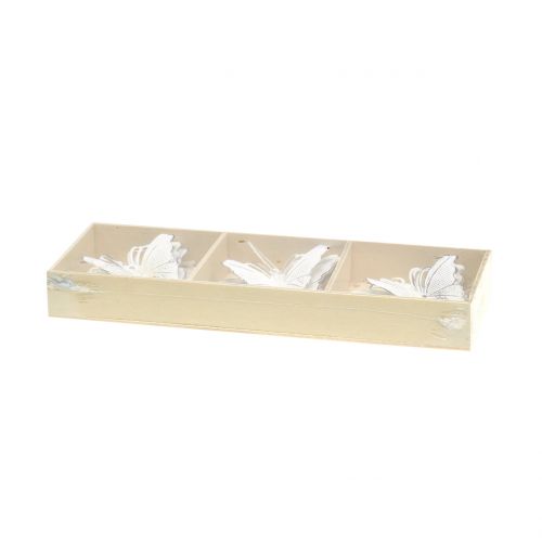 Floristik24 Metalen vlinder om op te hangen wit 7cm 6st