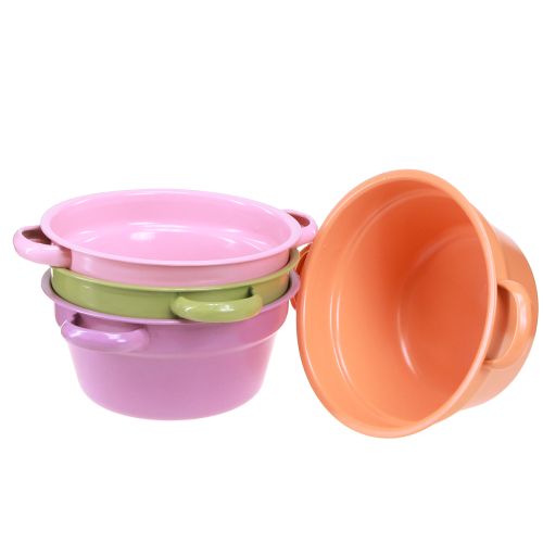 Floristik24 Metalen schaal Decoratieve schaal 4 lentekleuren Ø17cm 4st