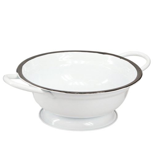 Floristik24 Metalen schaal decoratie wit zwart Ø16,5cm H6,5cm 4st