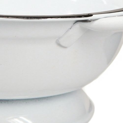 Floristik24 Metalen schaal decoratie wit zwart Ø16,5cm H6,5cm 4st