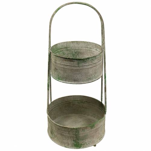 Floristik24 Metalen standaard met plantenbakken grijs, groen H68cm