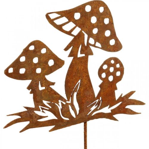 Artikel Herfstpluggen paddenstoel, metalen decoratie, bloemplug patina 39cm