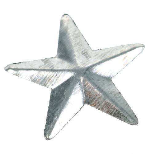Floristik24 Ster metaal zilver 4cm 48 st