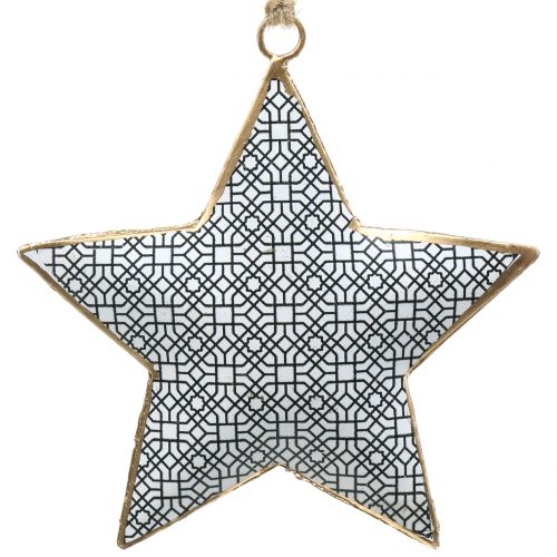 Floristik24 Metalen ster zwart en wit 10cm 3st