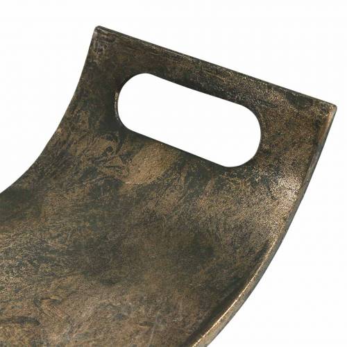 Floristik24 Gebogen metalen dienblad 59cm antiek look goud, zwart