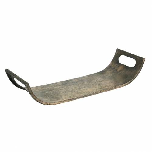 Floristik24 Gebogen metalen dienblad 59cm antiek look goud, zwart