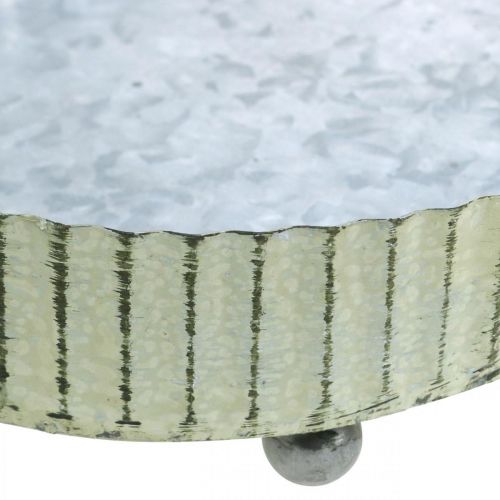 Artikel Dienblad ter decoratie, kaarsenblad ovaal, metaal decoratie zilver, groen shabby chic L25/22/18cm H6cm set van 3
