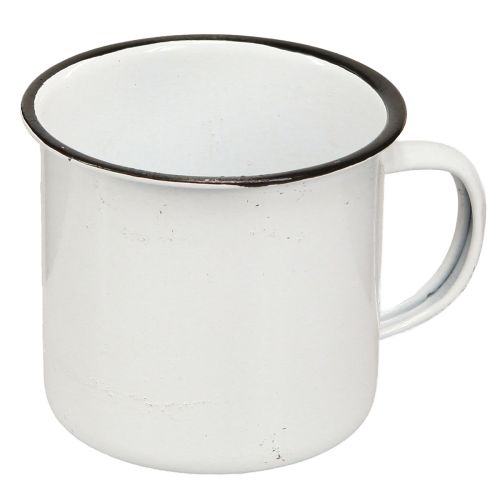 Metalen beker plantenbeker metaal wit zwart Ø9cm 4st