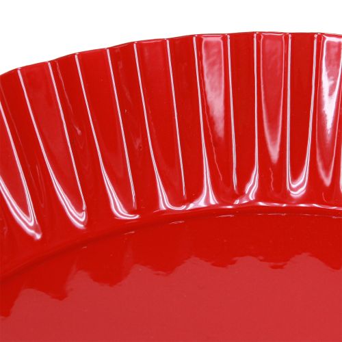 Artikel Metalen bord retro decoratief bord met voet rood metaal Ø24cm 2 stuks