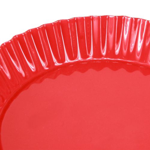Artikel Metalen bord rood klein decoratief bord met voet metaal Ø14cm 2 stuks