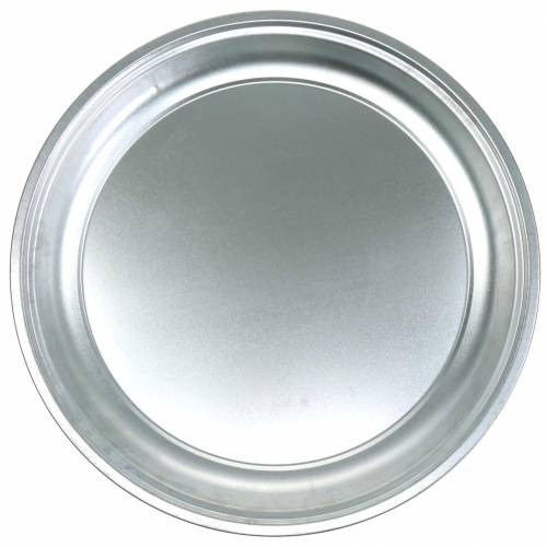 Floristik24 Metalen bord basic zilver glanzend Ø45.5cm H4cm